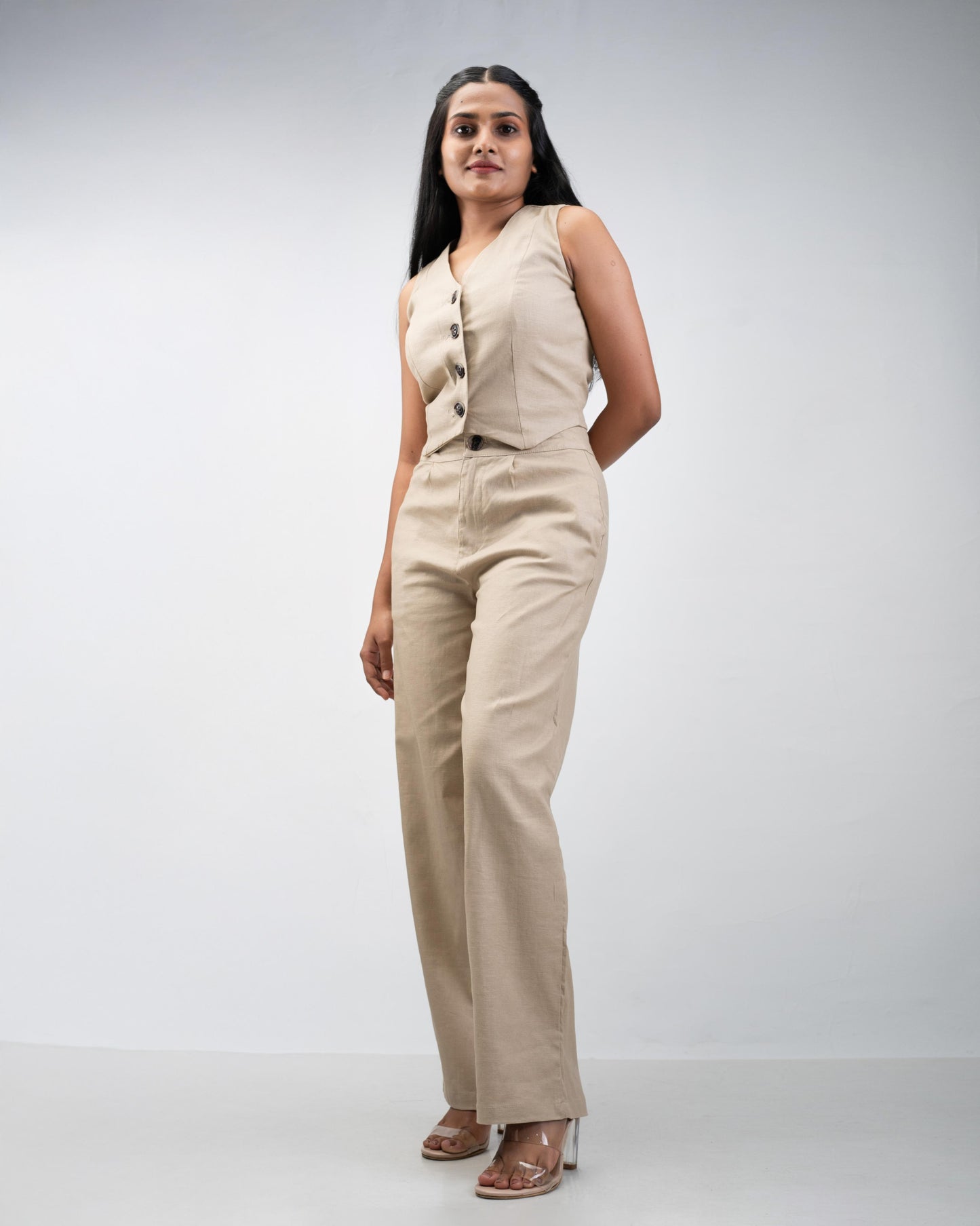 Beige LinenDrift Trouser