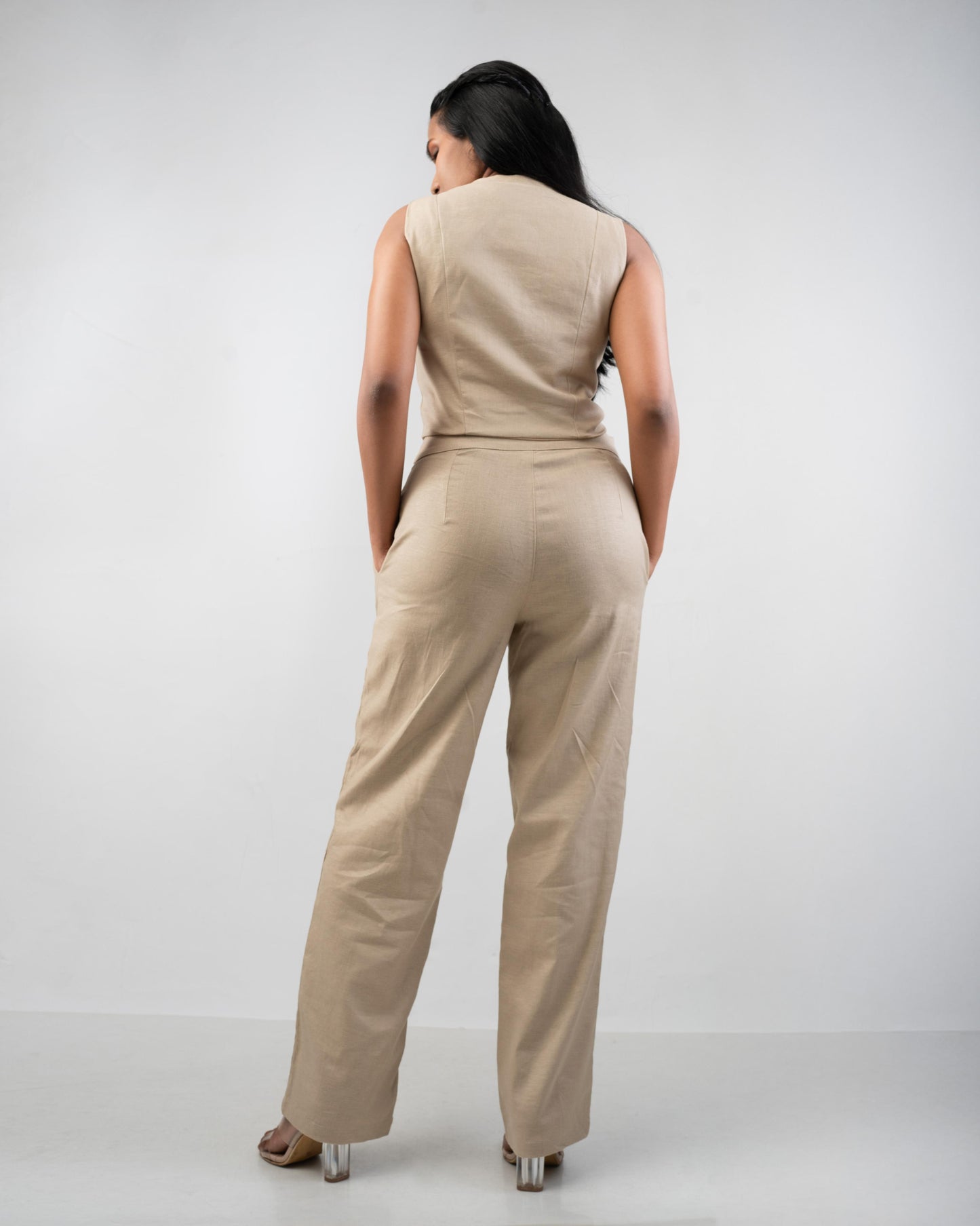 Beige LinenDrift Trouser