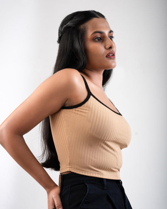 Beige Strappy Crop Top